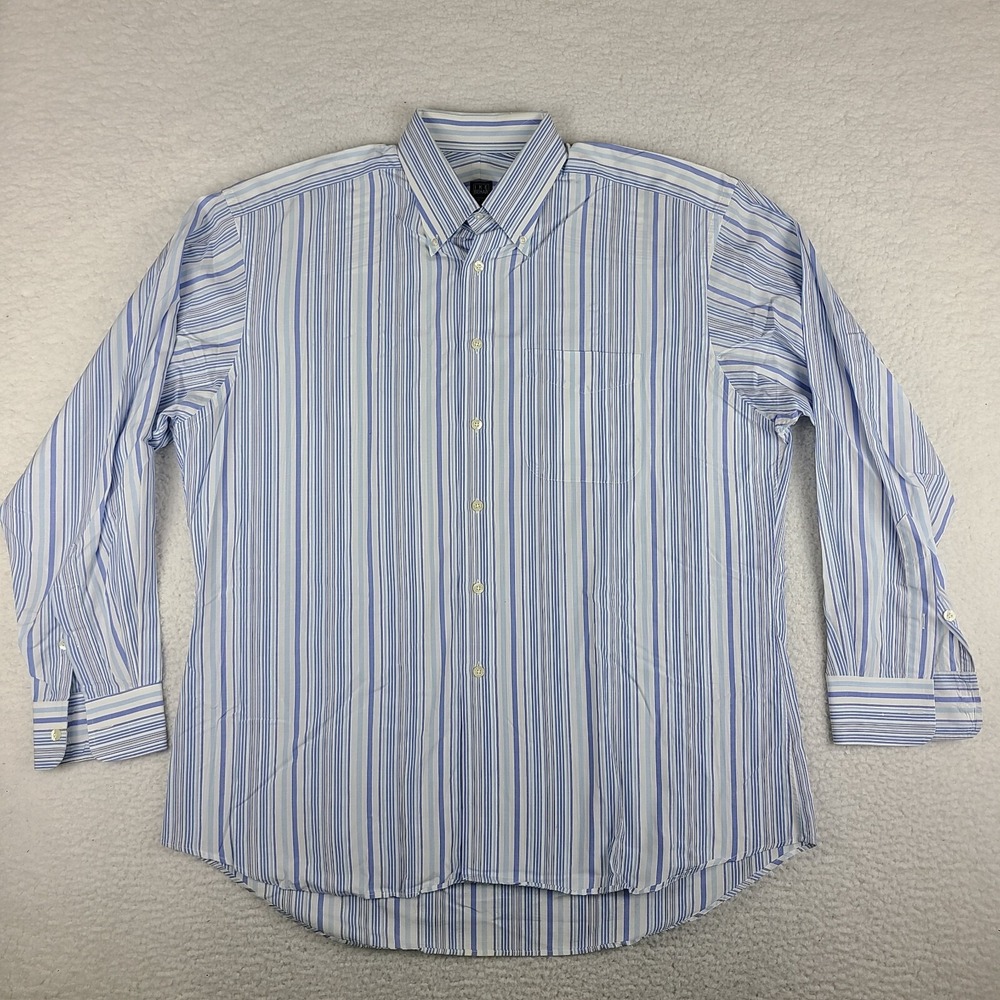 IKE Behar New‎ York Shirt Mens XL Blue White Striped Dress Button Down